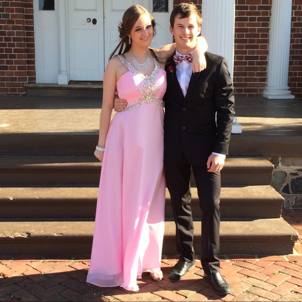 Blush Pink PromGirl Prom Dress with Sequins